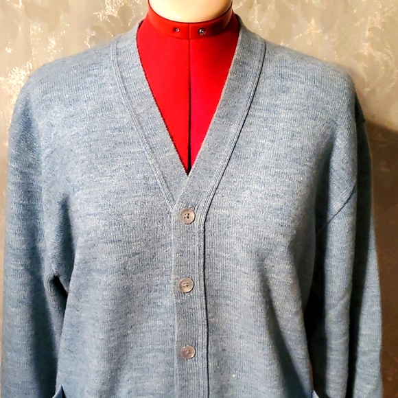Vintage Lord Jeff wool blend blue cardigan - Picture 2 of 9